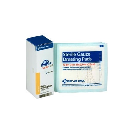Acme United First Aid Only FAE-5013 SmartCompliance Refill Sterile Gauze Pads, 3"X 3", 10/Box FAE-5013